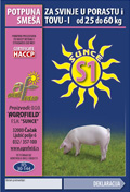 S1 koncentrat za svinje do 60 kg sa 16% proteina S1 koncentratza svinje do 60 kg sa 16% proteina BRIKET Pakovanje: Brašno 20kg, briket 20kg